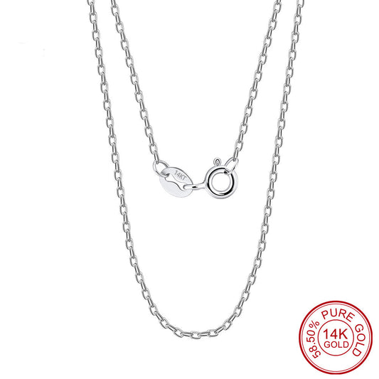 14K Solid White Gold Cable Chain