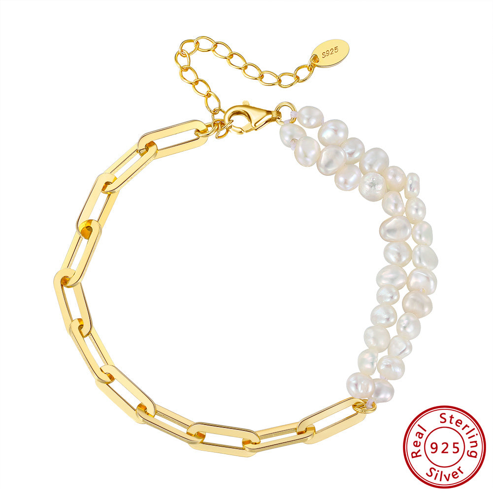 Paperclip Pearl Bracelet