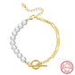 Figaro Link Chain Pearl Bracelet