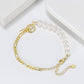 Figaro Link Chain Pearl Bracelet