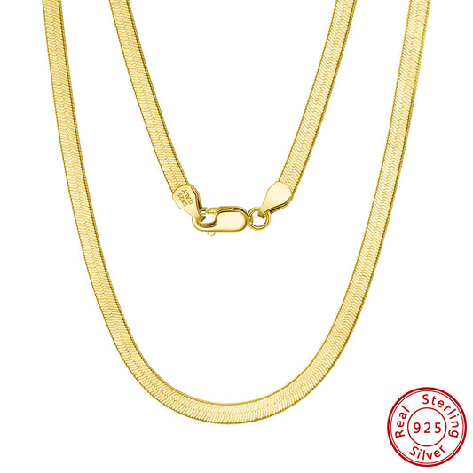 18K Gold Herringbone Chain Flexible Flat