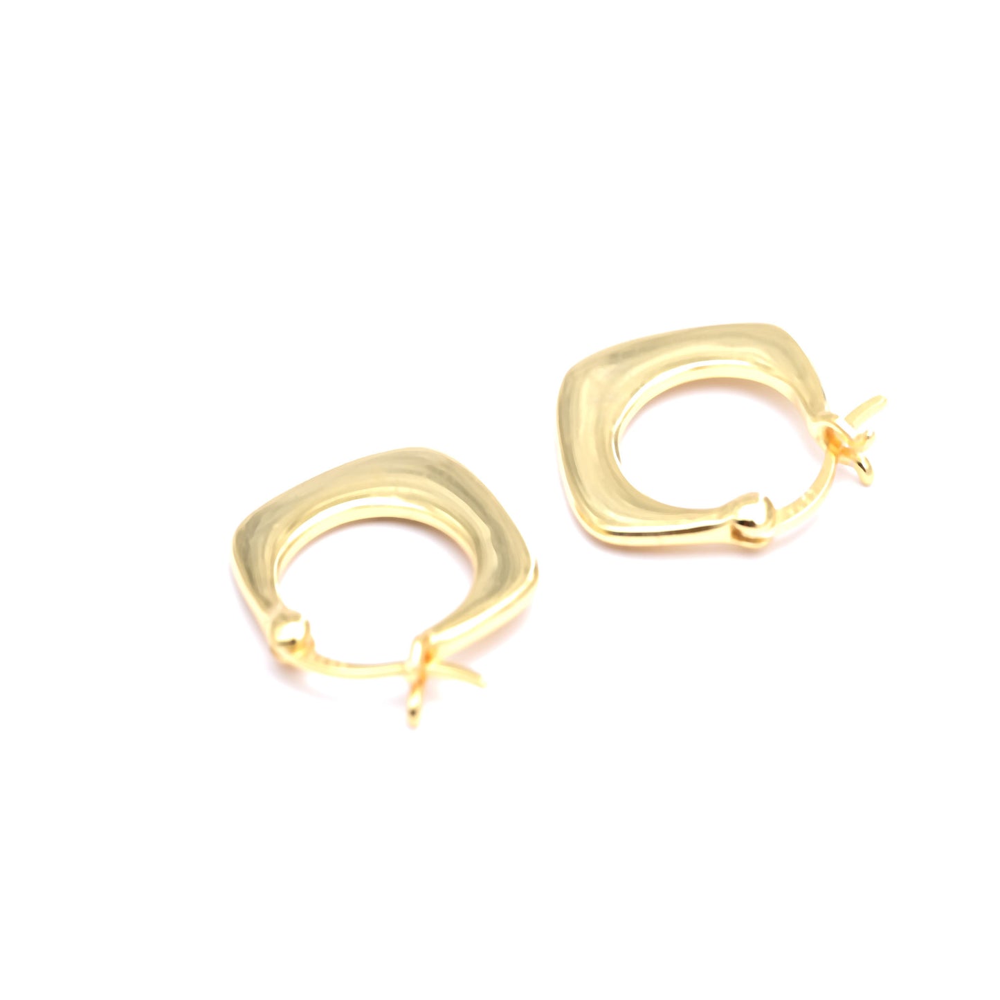 Triangle 18K Gold Plated 925 Sterling Silver Hoop Earrings