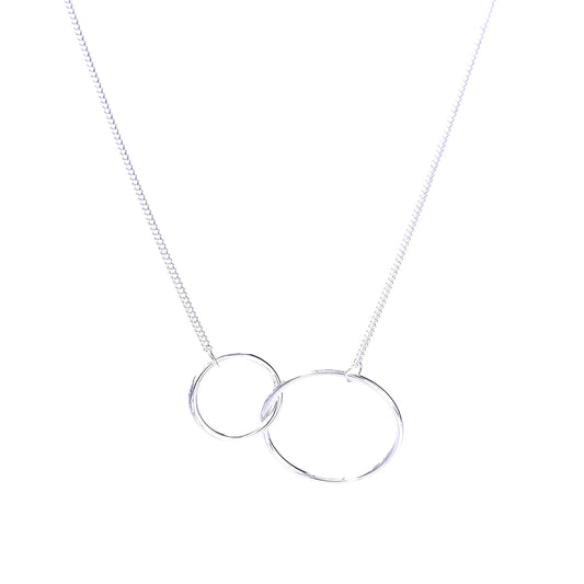 Two Interlocking Double Circle Pendant Minimalist