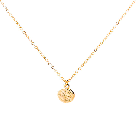 18K Gold Plated Compass Pendant Necklace