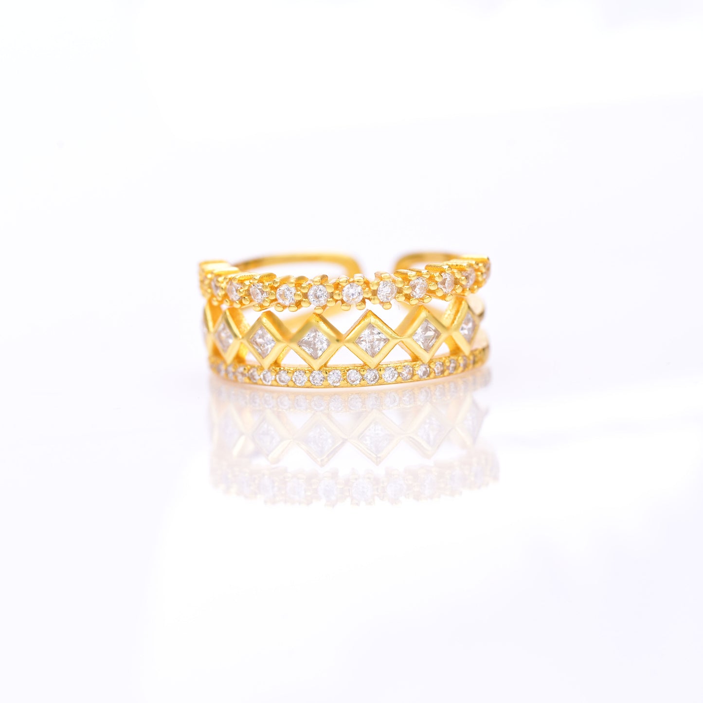 Zircon Diamond Knuckle Triplet Adjustable Rings